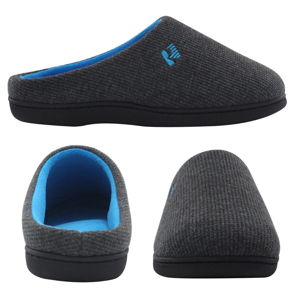 Gray and Blue Slip-On Loafers with Cozy Interior